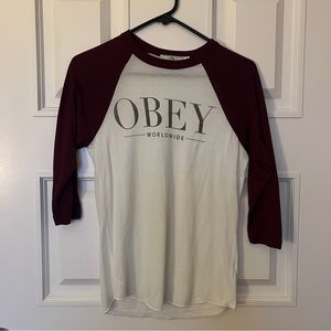 🤩3for$10🤩 Obey womens 3/4 sleeve shirt size xs. GUC